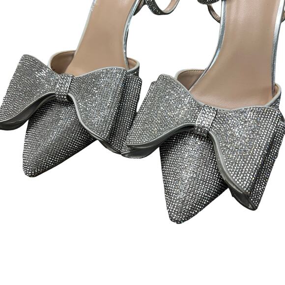 A NEW DAY Julia Rhinestone Bow Heels Silver - Picture 4 of 5